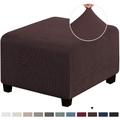 Stretch Ottoman Cover Square Ottoman Slipcovers Furniture Protector Folding Storage Stool Furniture Protector Soft Slipcover with Elastic Bottom