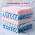 5/10pcs Mixed Pack Kitchen Dishcloth Cleaning Rag Coral Fleece Microfiber Dish Towel Non-stick Oil Absorption Soft Absorbent Towel Reusable Washable Bathroom Car Windows Kitchen Supplies
