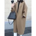 Women's Overcoat Long Coat Open Front Lapel Trench Coat Warm Winter Coat with Pocket Casual Street Outerwear Long Sleeve Fall