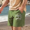 Coconut Tree Printed Men's Cotton Shorts Summer Hawaiian Shorts Beach Shorts Drawstring Elastic Waist Comfort Breathable Short Outdoor Holiday Going out Clothing