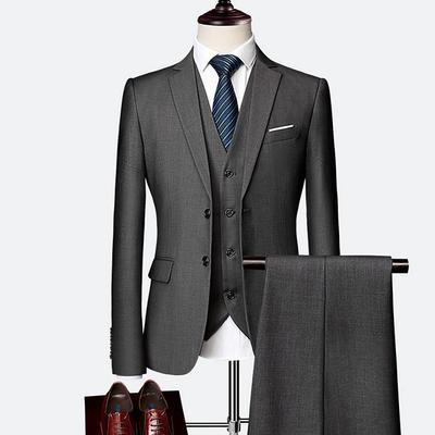 Men's Wedding Valentine's Day Suits Royal Blue Sky Blue Solid Colored Tailored Fit 3 Piece Single Breasted Two-buttons