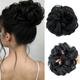 Messy Bun Hair Piece Blue Hair Bun Hair Pieces for Women Girls Synthetic Wavy Curly Hair Bun Scrunchies Ponytail Extensions