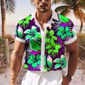 Floral Casual Men's Resort Hawaiian 3D Printed Shirt Button Up Short Sleeve Summer Shirt Vacation Daily Wear S TO 3XL