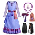 Wish Princess Asha Dress Cosplay Costume Outfits Girls' Movie Cosplay Cute Purple Halloween Carnival Children's Day Dress Belt Bag