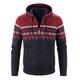Men's Sweater Cardigan Sweater Zip Sweater Sweater Jacket Fleece Sweater Chunky Knit Cropped Zipper Knitted Argyle Hooded Basic Stylish Outdoor Daily Clothing Apparel Winter Fall Wine Dusty Blue M L