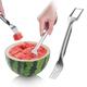 2-in-1 Watermelon Fork Watermelon Slicer Cutter Dual Head Stainless Steel Fruit Cutter Carving Tool for Home Party Family Camping