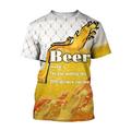 Men's Shirt T shirt Tee Color Block 3D Beer Round Neck Light Yellow Custom Print Black White Yellow Plus Size Going out Weekend Short Sleeve Clothing Apparel Basic