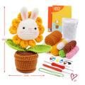 Crochet Kit for Beginners, Crocheting Animals Kits w Step-by-Step Video Tutorials, Knitting Starter Pack for Adults and Kids Handmade DIY Knitted Wool with Deer Doll Hook Music Material Bag