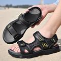 Men's Sandals Leather Sandals Sports Sandals Walking Casual Daily Nappa Leather Magic Tape Black Brown Gray Summer Spring