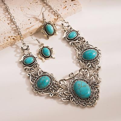 1 set Jewelry Set For Women's Synthetic Emerald Blue Work Party Evening Gift Alloy Classic