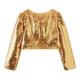 Kids Girls' Bolero Cardigans Jacket Sequin Long Sleeve Silver Gold Spring Summer Active Street 3-12 Years