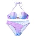 2 pcs Swimwear Bikini Swimsuits Mermaid Women's Solid Color Polyester Bra Briefs