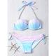 2 pcs Swimwear Bikini Swimsuits Mermaid Women's Solid Color Polyester Bra Briefs