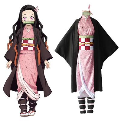 Demon Slayer: Kimetsu no Yaiba Kamado Nezuko Anime Cosplay Costume Outfits Cosplay Suits Coat Underwear Kneepad For Women's Adults