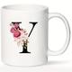 Funny Coffee Mug Monogram A-Z Initial Letter Pattern Art Design White Ceramic Cup for Friends and Parents Anniversary Festival Birthday Gift 11oz