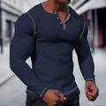 Men's T shirt Tee Waffle Henley Shirt Henley Shirt Tee Top Long Sleeve Shirt Plain Raglan Sleeve Henley Street Vacation Long Sleeve Patchwork Clothing Apparel Fashion Designer Basic