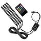 4PCs E6 Car RGB USB LED Strip Lights Interior Styling Decorative Atmosphere Lamps Strip LED With Remote Voice Controlled Rhythm Lamp