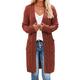 Women's Cardigan Sweater V Neck Cable Chunky Knit Acrylic Classic Style Fall Winter Long Valentine's Day Daily Casual Long Sleeve Solid Color Rust Red Bean Green Black S M L