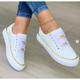 Women's Sneakers Canvas Shoes White Shoes Plus Size Platform Sneakers Outdoor Daily Solid Color Summer Wedge Heel Vintage Fashion Casual Running Canvas Lace-up Black White Gold