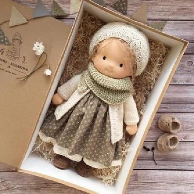 Cotton Body Waldorf Doll Doll Artist Handmade Mini Dress-Up Doll Diy Halloween Gift Box Packaging Blessing for Christmas Gifts