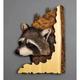 Animal Carving Handcraft Wall Hanging Sculpture, Wood Raccoon Bear Deer Hand Painted Decoration, For Home Living Room