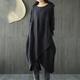 Women's Casual Dress Layered Dress Cotton Summer Dress Maxi Dress Linen Pocket Layered Daily Crew Neck Long Sleeve Summer Spring Fall Black Green Pure Color