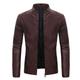 Men's Faux Leather Jacket Biker Jacket Motorcycle Jacket Formal Street Thermal Warm Windproof Adjustable Fall Pure Color Formal Stand Collar Regular Regular Faux Leather Slim Black Wine Coffee Jacket