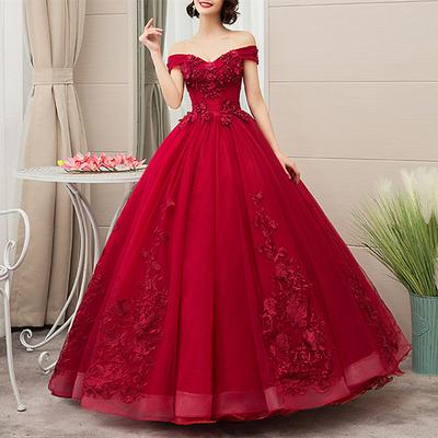 Ball Gown Quinceanera Dresses Princess Dress Red Green Dress Quinceanera Floor Length Sleeveless Off Shoulder Polyester with Appliques dress to impress 2025