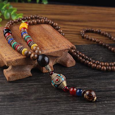 1PC Pendant Necklace Beaded Necklace For Men's Women's Synthetic Ruby Red Party Evening Street Gift Wooden Resin Alloy Beads Animal