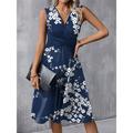 Women's Casual Dress A Line Dress Tank Dress Floral Print Knot Front V Neck Midi Dress Date Vacation Sleeveless Summer Spring