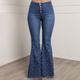 Women's Jeans Bootcut Flared Pants Denim Plain Full Length Micro-elastic High Waist Fashion Casual Weekend Black Blue S M Summer Spring Fall