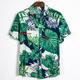 Men's Shirt Summer Hawaiian Shirt Button Up Shirt Summer Shirt Casual Shirt Green Short Sleeve Leaf Tropical Graphic Prints Lapel Daily Vacation Print Clothing Apparel Hawaiian Casual