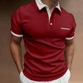 Men's Polo Shirt Golf Shirt Business Casual Ribbed Polo Collar Short Sleeve Fashion Basic Solid Color Button Pocket Summer Regular Fit Black White Red Dark Navy Polo Shirt