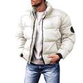 Men's Winter Coat Winter Jacket Puffer Jacket Cardigan Pocket Zipper Pocket Going out Casual Daily Hiking Windproof Warm Winter Pure Color Black Red Light Grey Army Green Puffer Jacket