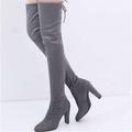 Women's Boots Ladies Shoes Valentines Gifts Suede Shoes Plus Size Party Valentine's Day Daily Solid Colored Over The Knee Boots Crotch High Boots Thigh High Boots Lace-up Chunky Heel Pointed Toe Sexy