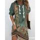 Women's Hoodie Dress Winter Dress Shift Dress Mini Dress Colorful Light Green Blue Long Sleeve Floral Print Fall Winter Autumn Hooded Vacation Vacation Fall Dress 2023 S M L XL XXL 3XL