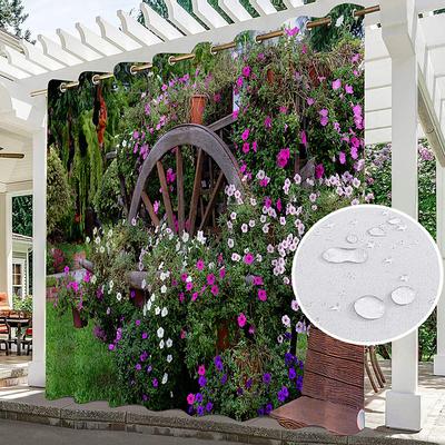 Waterproof Outdoor Curtain Privacy, Sliding Patio Curtain Drapes, Pergola Curtains Grommet 3D Forest Landscape For Gazebo, Balcony, Porch, Party, 1 Panel