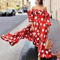 Women's Casual Dress Swing Dress Long Dress Maxi Dress Black Red Brown Sleeveless Polka Dot Print Fall Autumn Off Shoulder Loose Fit 2023 S M L XL XXL XXXL 4XL 5XL