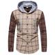 Men's Shirt Button Up Shirt Casual Shirt Hooded Shirt Pink Dark Navy Blue Green khaki Long Sleeve Plaid / Check Hooded Street Daily Hooded Clothing Apparel Stylish Classic Casual