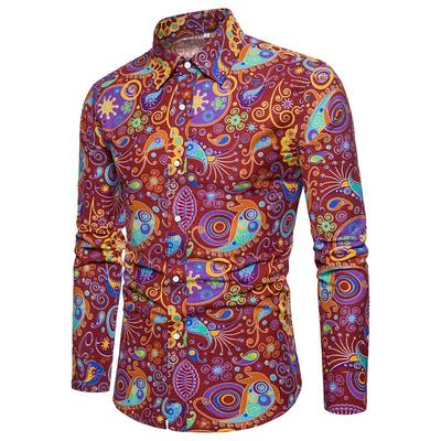 Retro Vintage 1970s Shirt Disco Men's Floral Paisley Casual Daily Adults' Top All Seasons