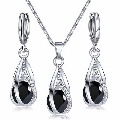 Bridal Jewelry Sets Two-piece Suit Zircon Crystal Rings 1 Necklace Women's Fashion Cute Cool Lovely Classic Precious irregular Jewelry Set For Wedding Party