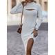 Women's Sweater Dress Knit Dress Jumper Dress Midi Dress Knitwear Fashion Daily Plain Outdoor Casual Daily Going out Turtleneck Long Sleeve Cut Out 2023 Slim Black White Brown S M L XL XXL 3XL