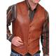 Men's Leather Vest Daily Wear Vacation Going out Vintage Fashion Spring Fall Button Faux Leather Comfortable Plain Single Breasted V Neck Regular Fit Red Brown Vest
