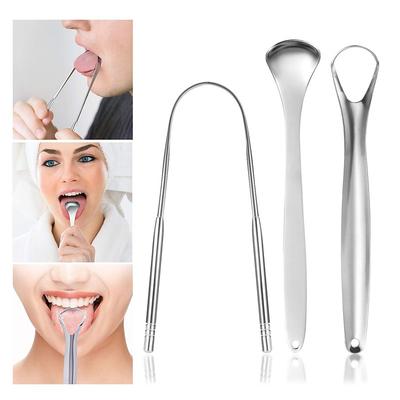 3pcs/set Stainless Steel Tongue Scraper Metal Tongue Cleaner Reusable Eco-friendly Tongue Brush Fresh Breath