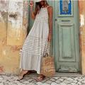 Women's Casual Dress Boho Chic Dress Midi Dress Gray Sleeveless Striped Backless Summer Spring Spaghetti Strap Bohemia