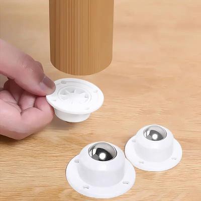 4pcs Self-adhesive Casters, Upgraded Casters, Super Load-bearing Ball Stainless Steel Universal Pulley, 360 Degree Rotating Pulley For Furniture Garbage Cans