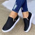 Women's Sneakers White Shoes White Shoes Plus Size Slip-on Sneakers Outdoor Daily Solid Color Flat Heel Round Toe Basic Casual Minimalism Walking Mesh Zipper Black White Gold