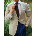 Men's Blazer Formal Evening Wedding Party Birthday Party Fashion Casual Spring Fall Polyester Plaid / Check Geometic Pocket Casual / Daily Single Breasted Blazer Yellow