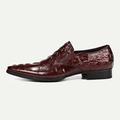 Men's Loafers Slip-Ons Formal Shoes Brogue Dress Shoes British Gentleman Office Career Party Evening Leather Italian Full-Grain Cowhide Comfortable Slip Resistant Slip-on Wine Red Brown Black