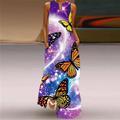 Women's Peacock Feather Animal Casual Dress Long Dress Maxi Dress Shift Dress Summer Dress Casual Outdoor Daily Weekend Pocket Print Sleeveless V Neck Dress Regular Fit White Yellow Red Spring Summer